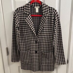 Women's Classic Black and White Houndstooth Blazer Max Studio - XS Feels Amazing